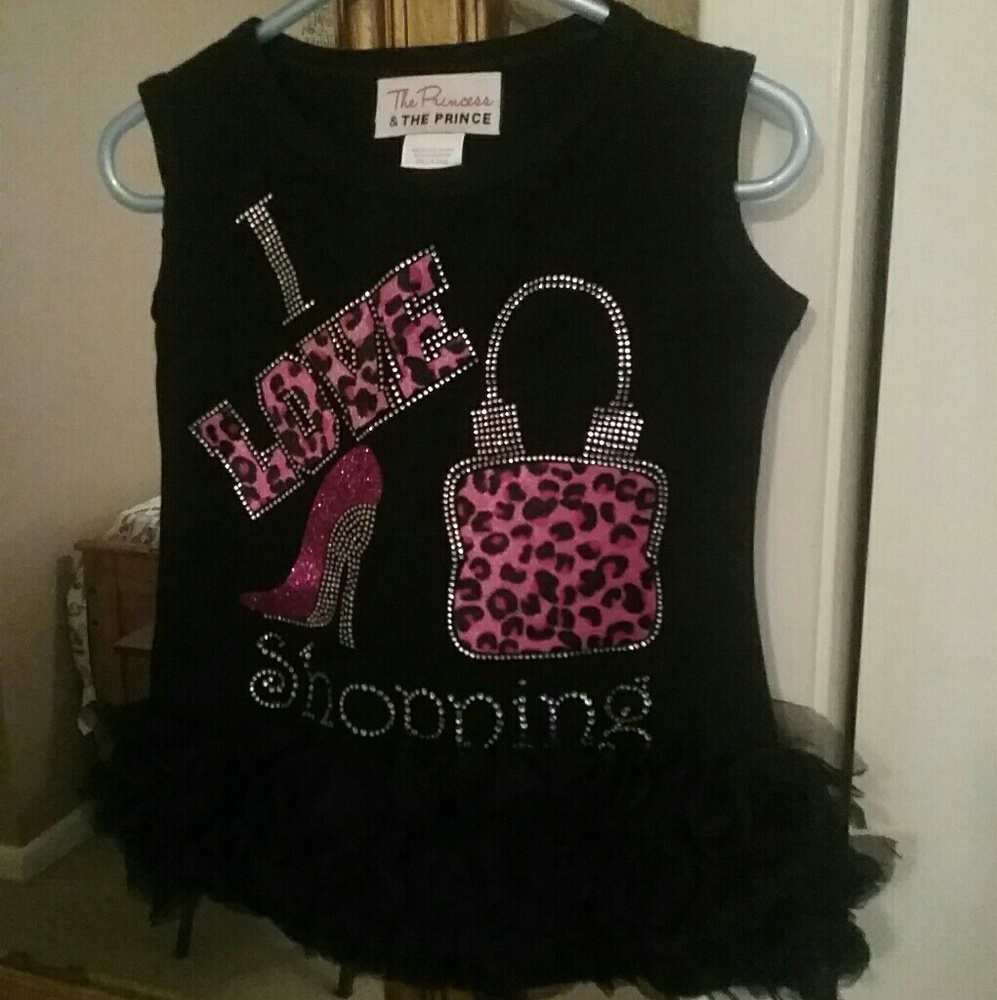 Girl's "I love shopping" sleeveless tutu dress